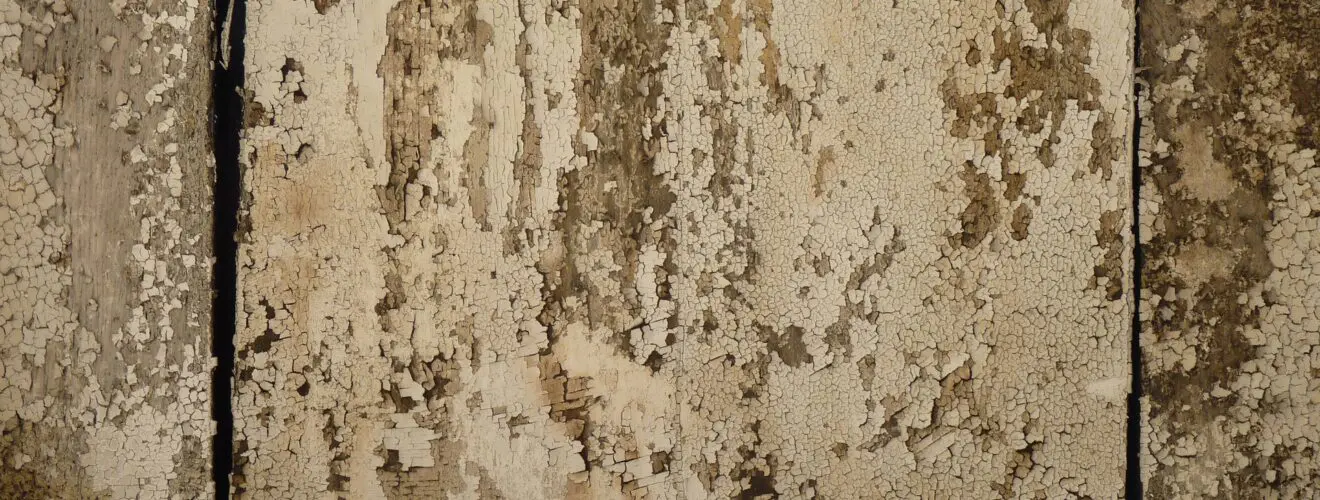 Holzwand mit abblätternder Farbe